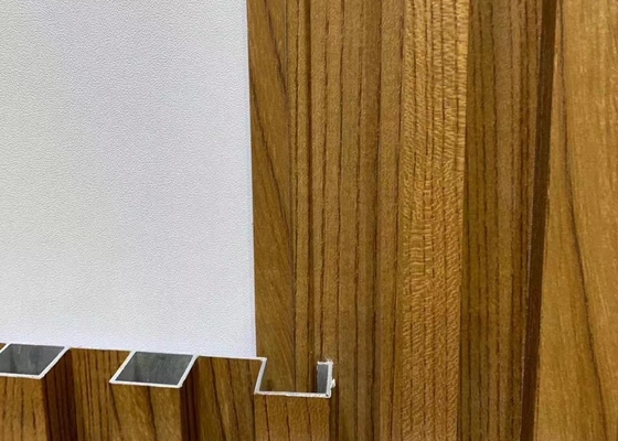Firproof Aluminum Extrusion Profiles Covet Battens With Wood Color For Decoration Wall Lining